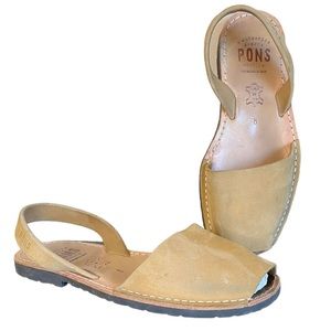 PONS Women's Tan Leather Slingback Sandals